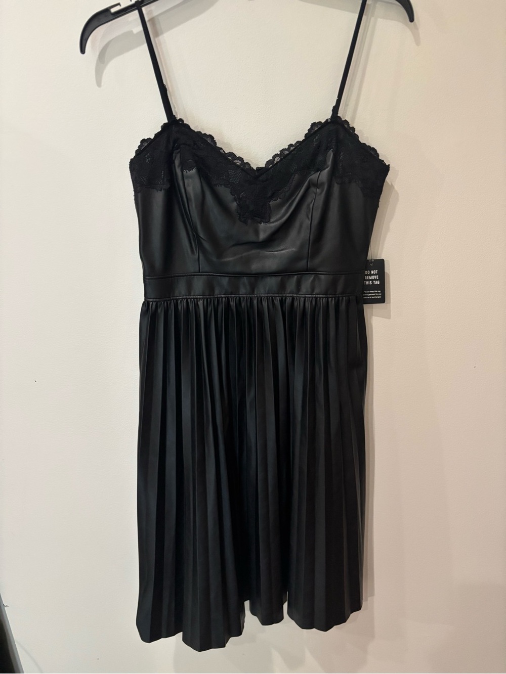 New Express Faux Leather Pleated Dress Size Small